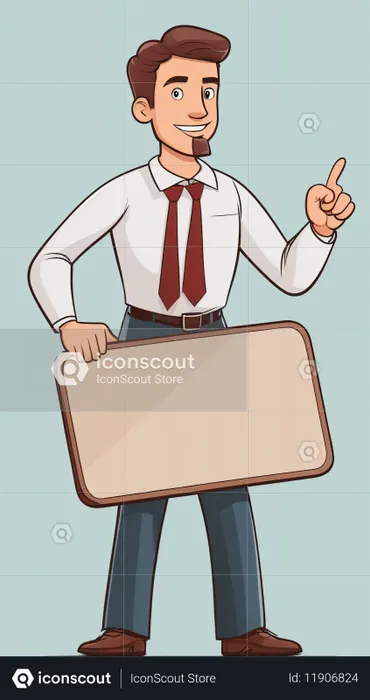 Businessman Presenting With A Blank Sign  AI Image
