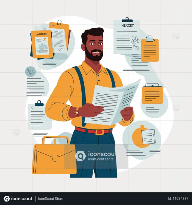 Businessman Reviewing Documents In An Office Setting  AI Image
