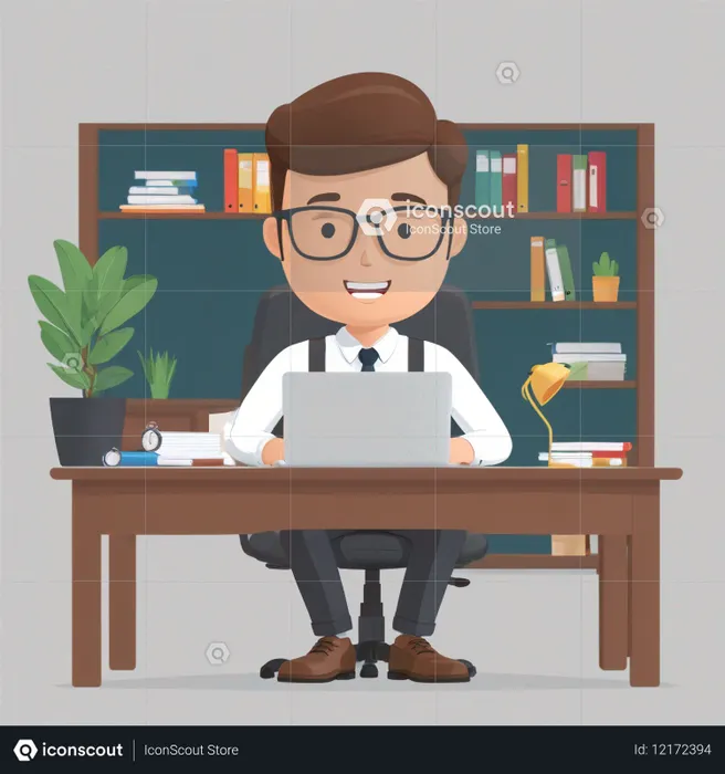 Businessman Working At Desk  AI Image