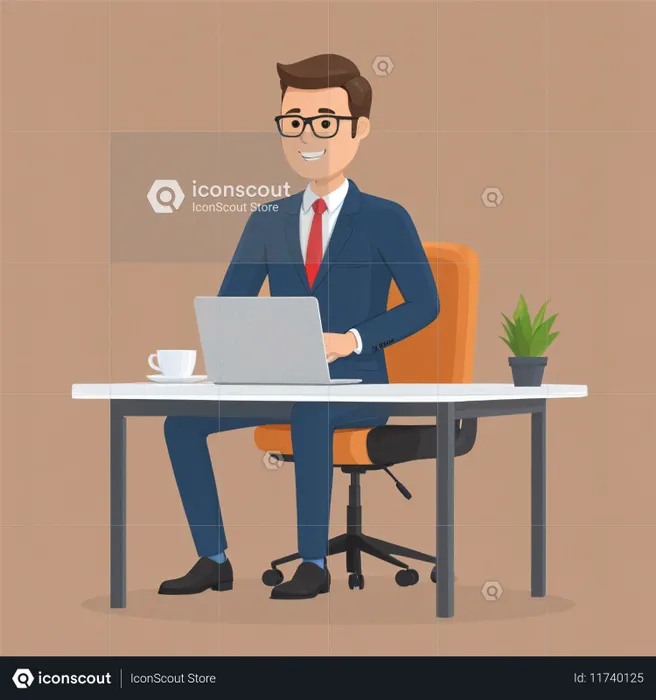 Businessman Working At His Desk  AI Image