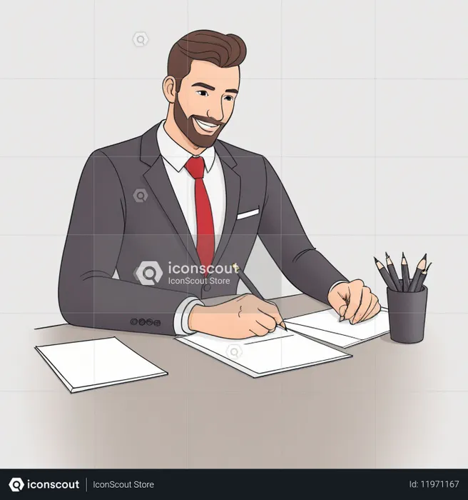 Businessman Working At His Desk  AI Image