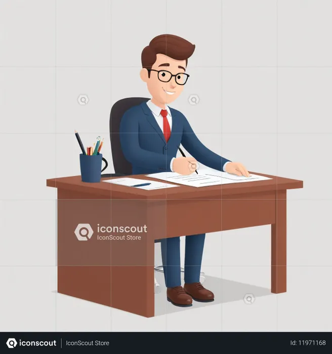 Businessman Working at His Desk  AI Image