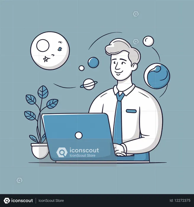 Businessman Working On Laptop  AI Image