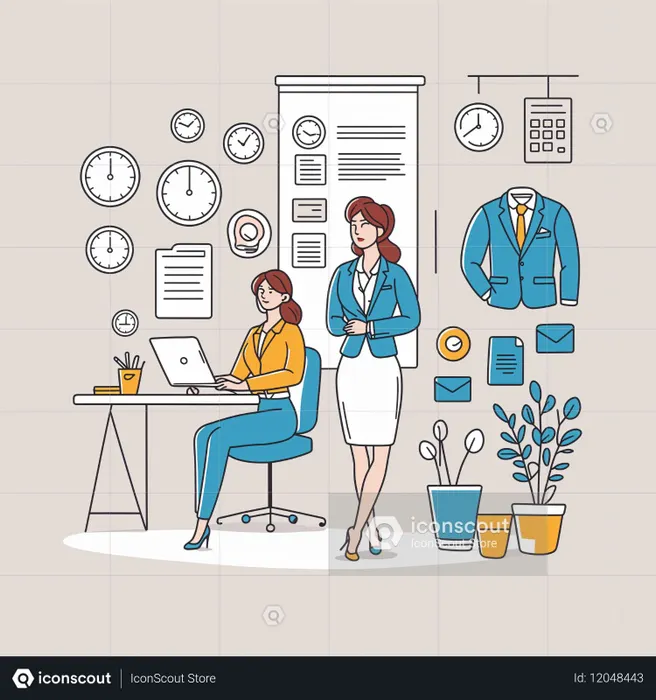 Businesswomen working at office workplace  AI Image