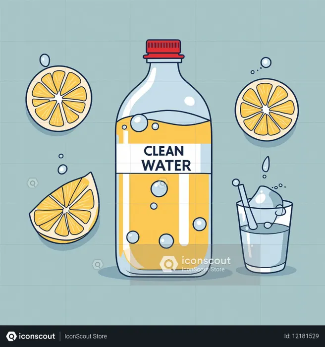 Clean Water with Lemons  AI Image