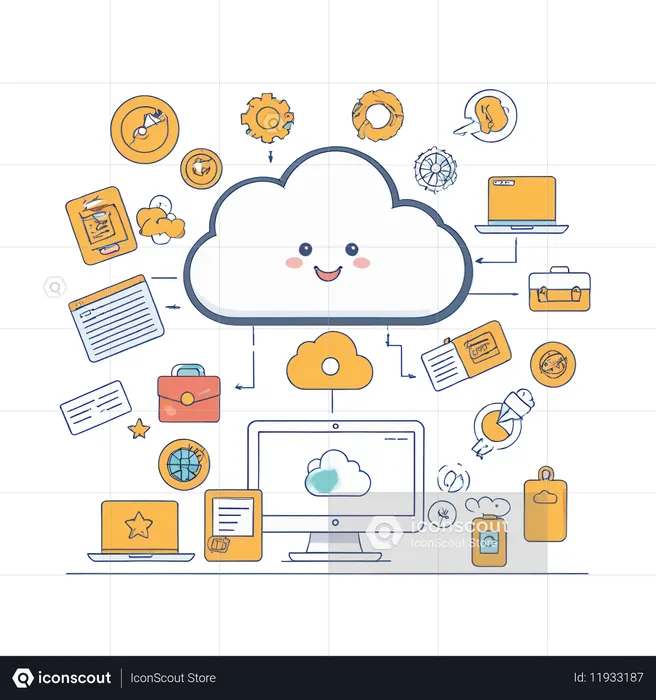 Cloud Computing With Various Connected Devices  AI Image