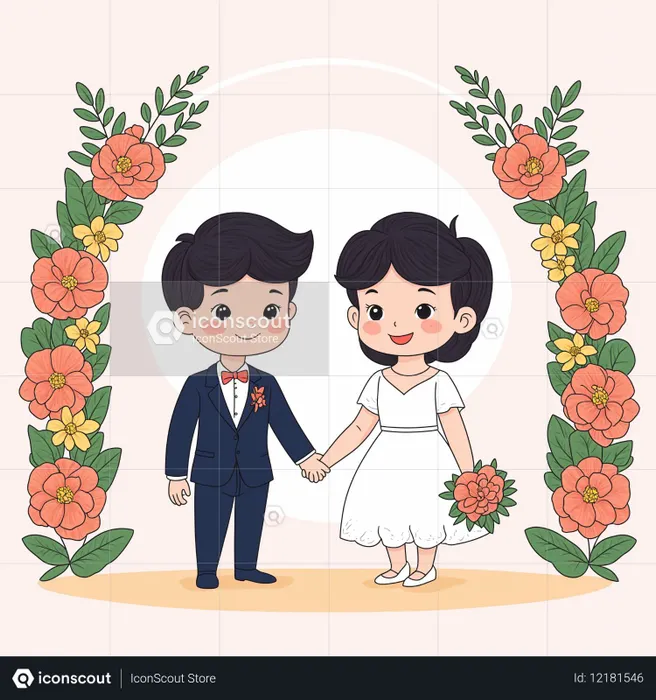 Cute Couple At Their Wedding Ceremony  AI Image