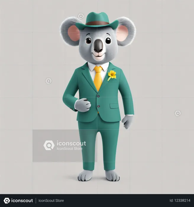 Dapper Koala In Suit And Hat  AI Image
