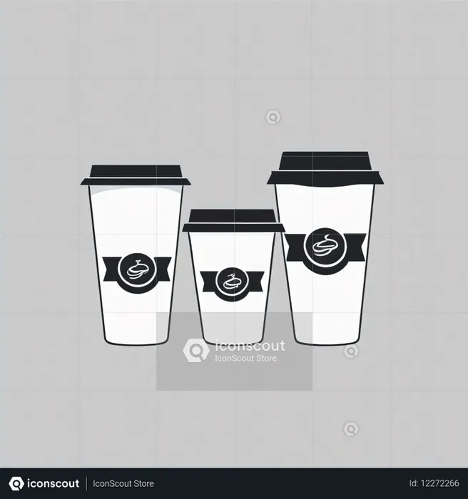 Drei unterschiedlich große Kaffeetassen  KI-Bild