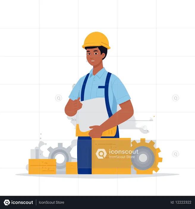 Engineer With Blueprints  AI Image