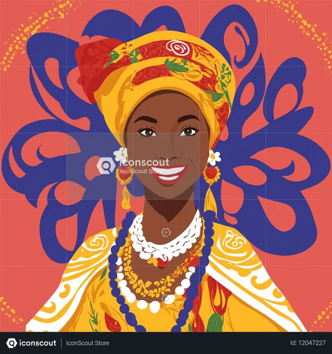 Femme africaine en tenue traditionnelle et foulard  Image IA