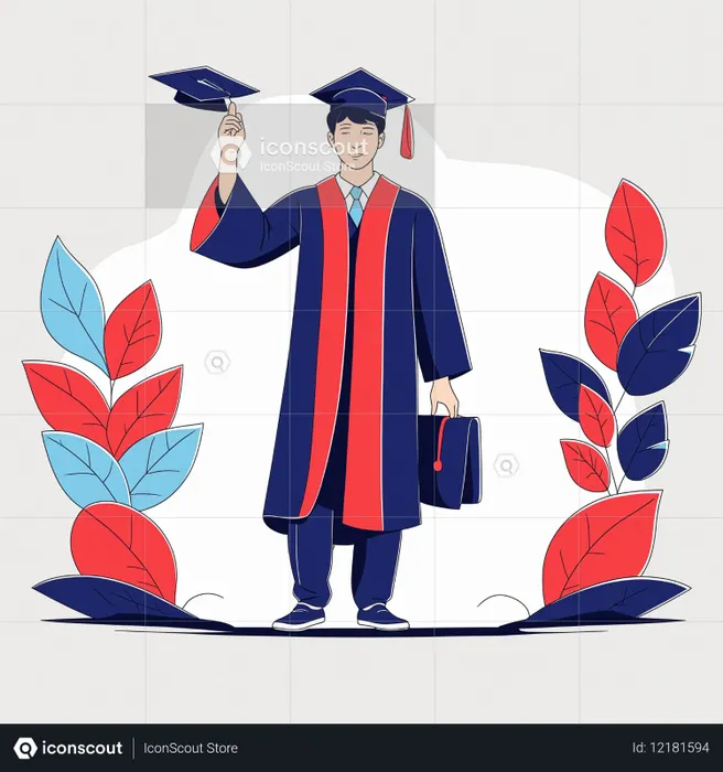 Graduado comemorando com beca e capelo  Imagem de IA