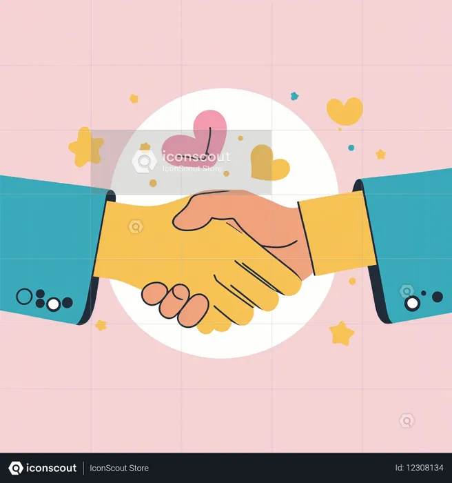 하트 심볼이 있는 친근한 악수  AI 이미지