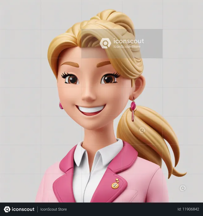 Girl Character With A Friendly Smile  AI Image