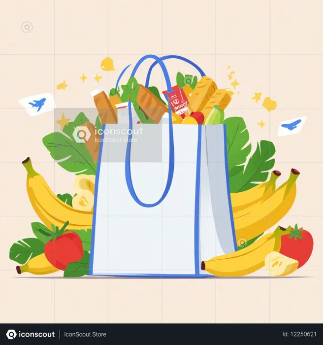 Grocery Bag With Various Food Items  AI Image