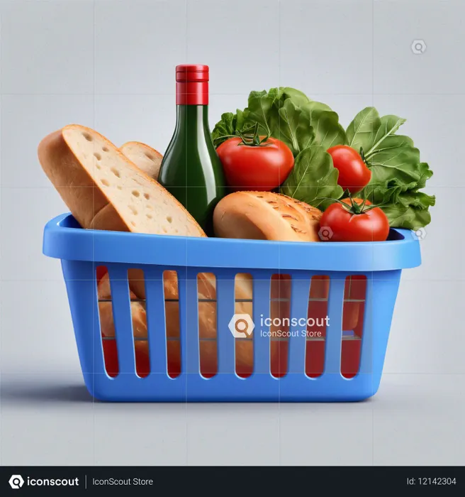 Grocery Basket With Wine  AI Image
