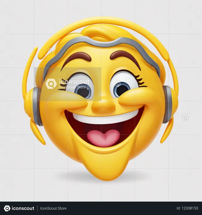 Happy Emoji Wearing Headphones Emoji AI Image