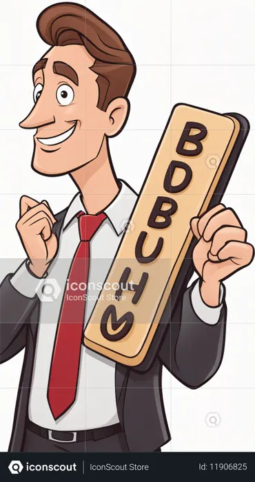 Hombre de negocios sosteniendo un cartel humorístico  Imagen AI