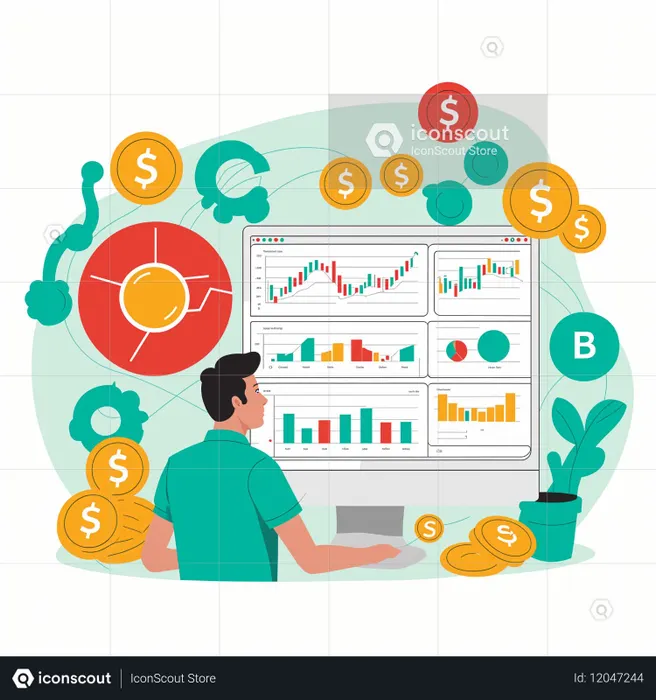 Homme analysant des données financières  Image IA