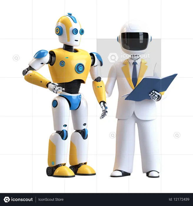 Humanoid Robot And AI Assistant In Business Setting  AI Image