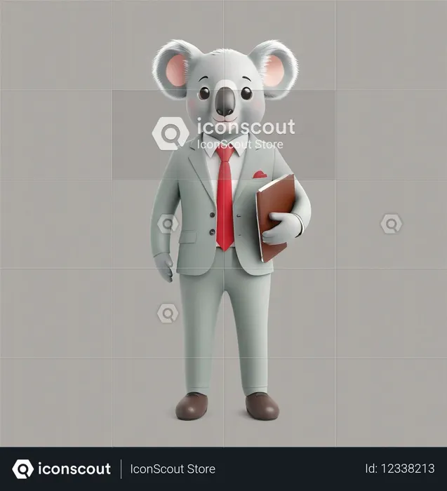 Koala In Business Suit Holding Folder  AI Image