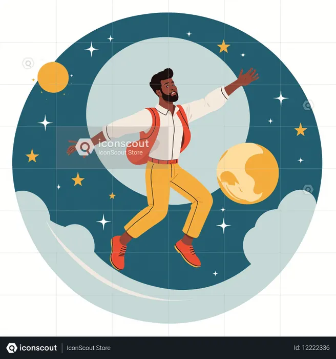 Man Floating In Space  AI Image