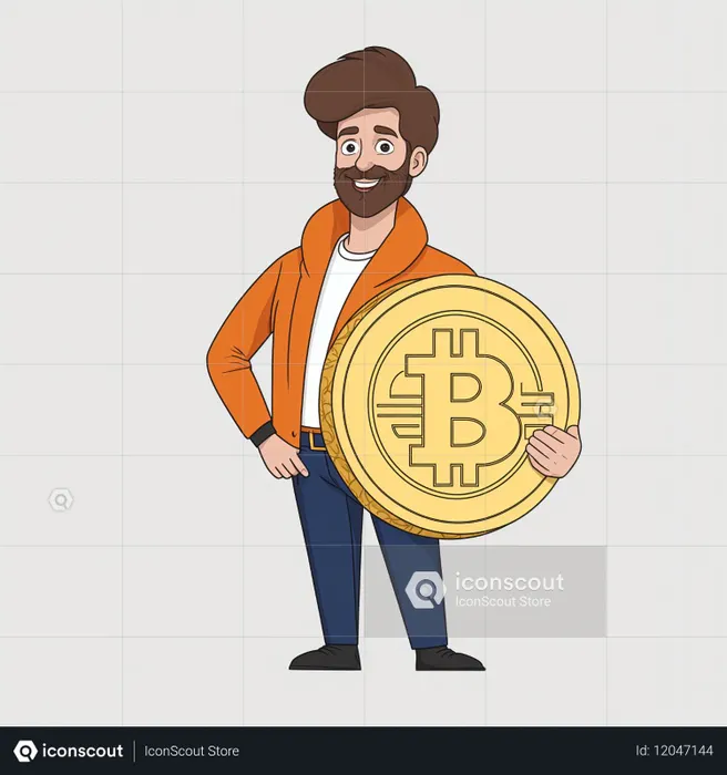 Man Holding Bitcoin  AI Image