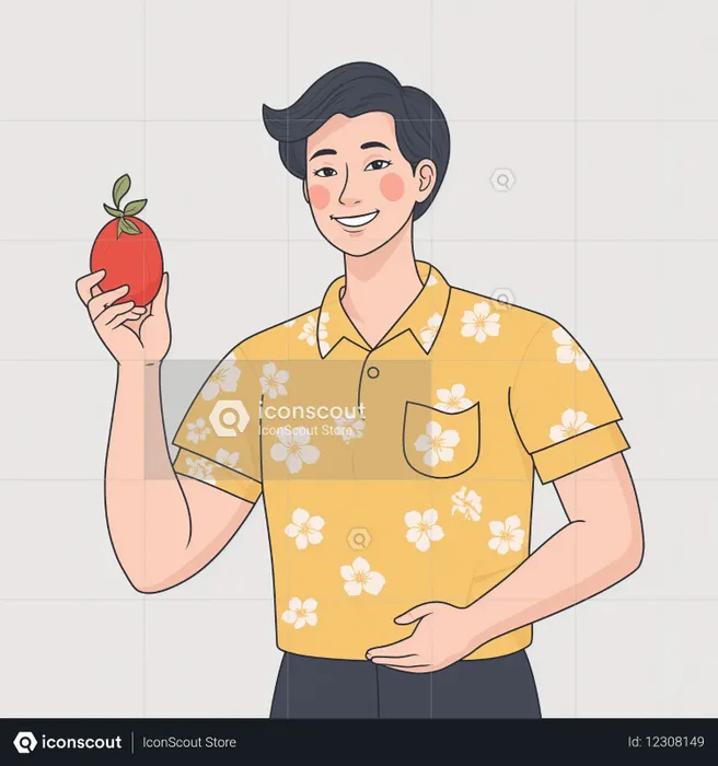Man Holding Tomato  AI Image