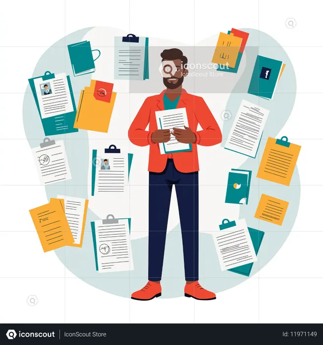 Man Managing Documents In Office Setting  AI Image
