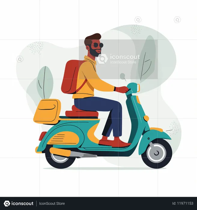 Man Riding Scooter  AI Image
