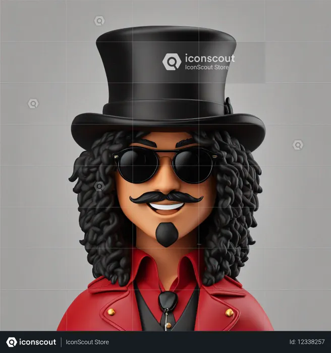 Man Wearing Top Hat And Sunglasses  AI Image