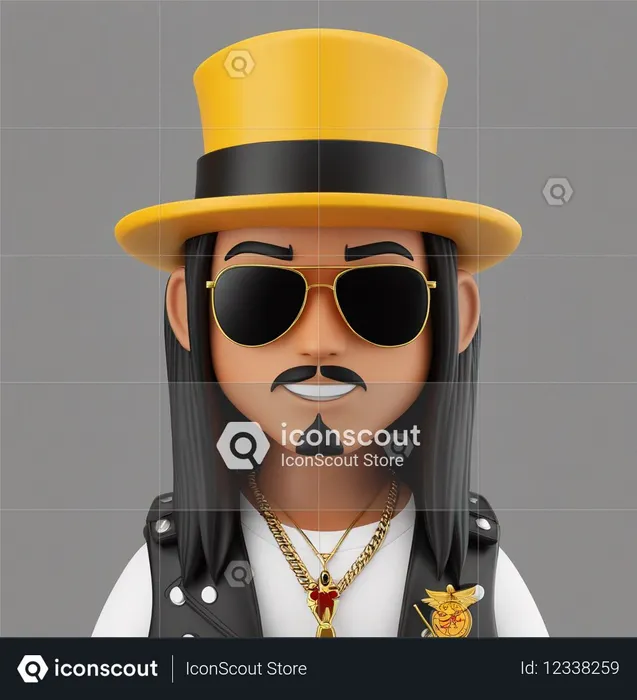 Man Wearing Yellow Hat And Sunglasses  AI Image