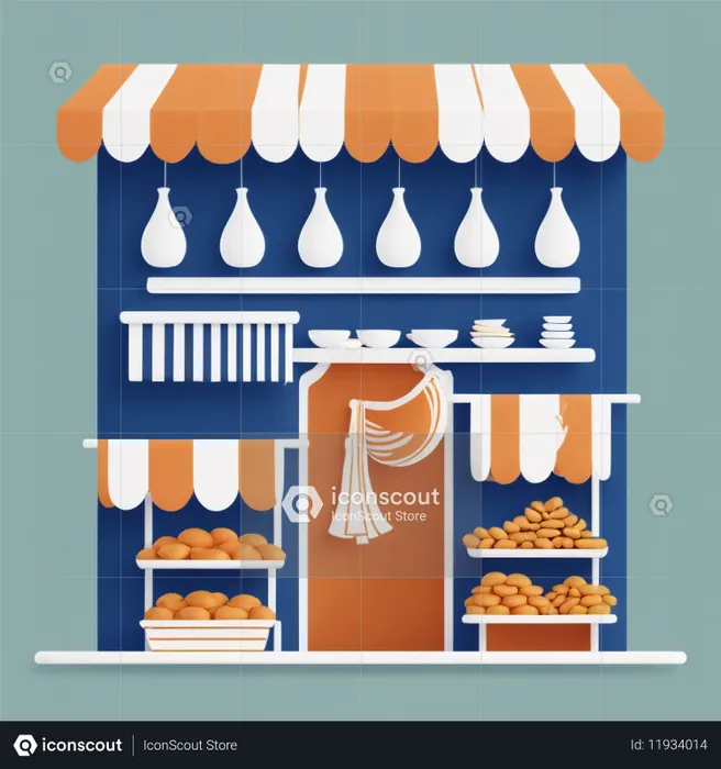 Market Stall With Fruit Display  AI Image