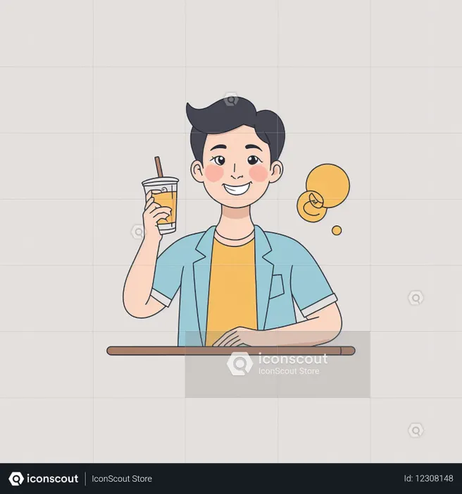 Garoto desfrutando de bebida  Imagem de IA