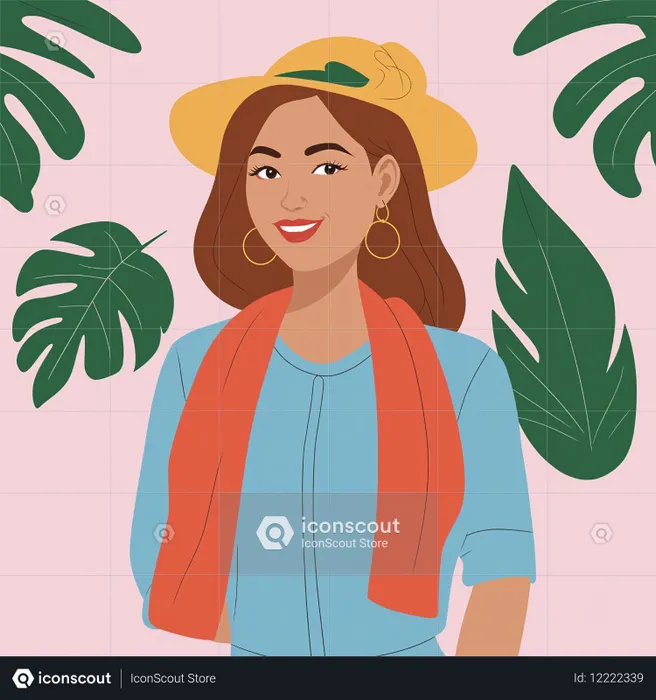 Mulher com chapéu e cachecol  Imagem de IA