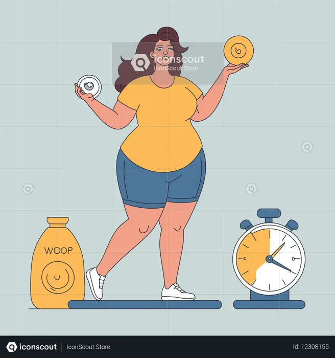 Mulher equilibrando condicionamento físico e tempo  Imagem de IA
