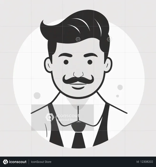 Mustached Man In Formal Attire  AI Image
