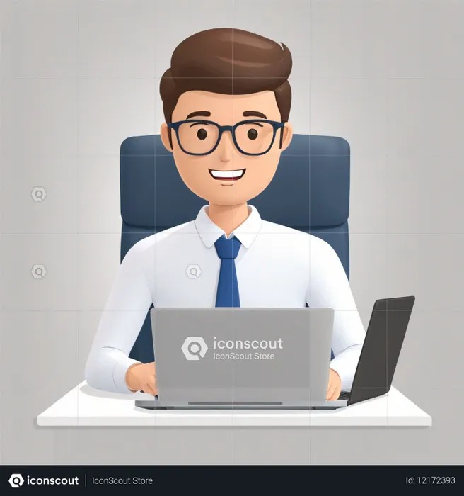 Office Worker Using Laptop  AI Image