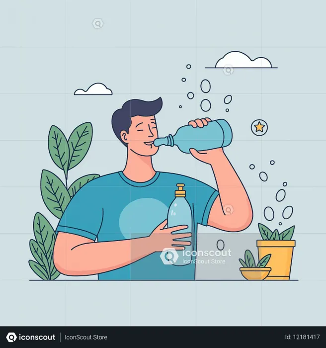 Person Drinking Water Outdoors  AI Image