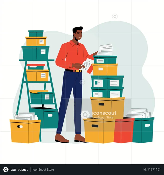 Person Organizing Documents In An Office  AI Image