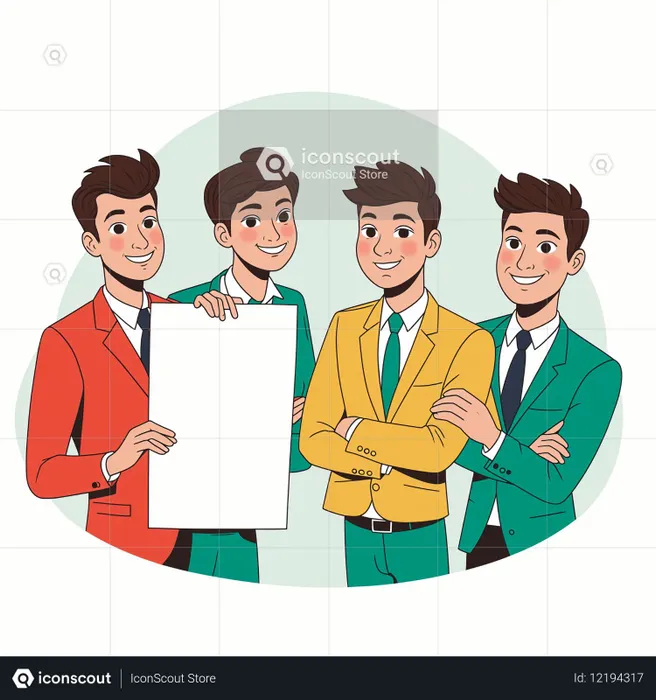 Professional Team Holding A Blank Board  AI Image