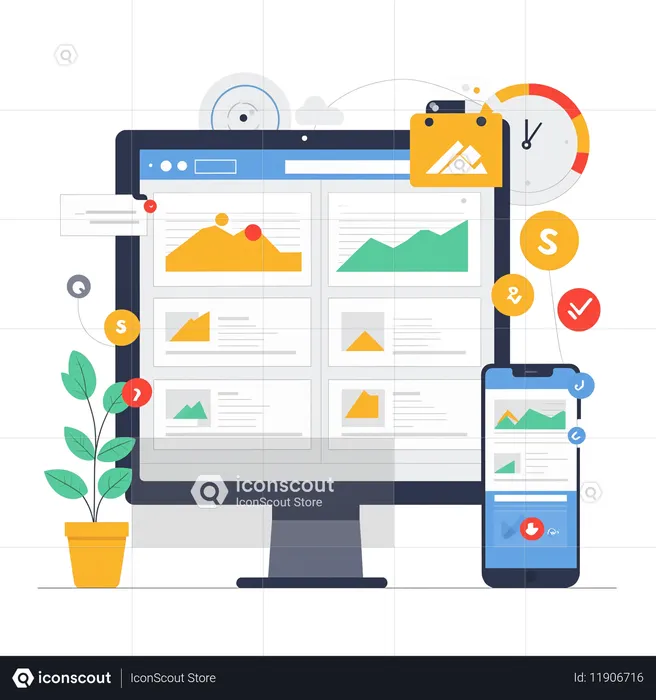 Responsive Web Design And Analytics Interface  AI Image