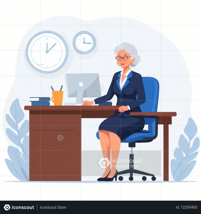 Senior Businesswoman At Her Desk  AI Image