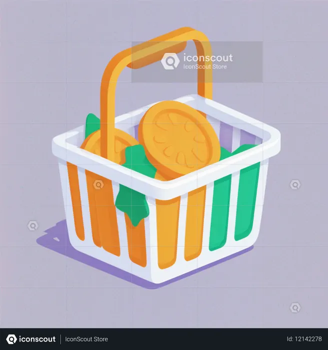 Shopping Basket With Oranges  AI Image