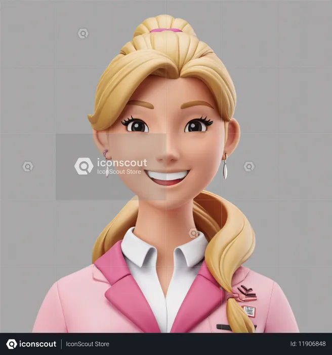 Smiling Blonde Woman In Pink Attire  AI Image