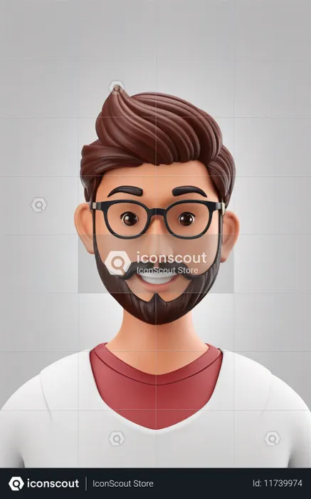 Smiling Male Character With Glasses  AI Image