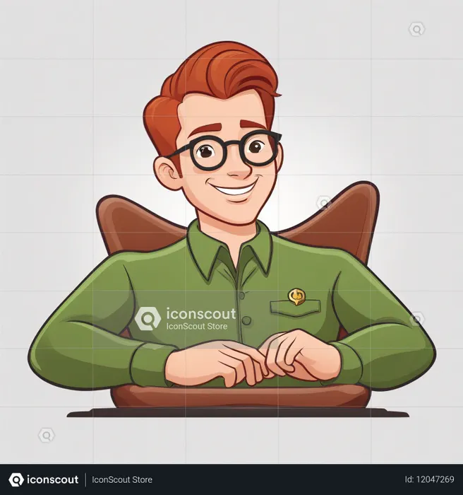 Smiling man Character With Glasses  AI Image