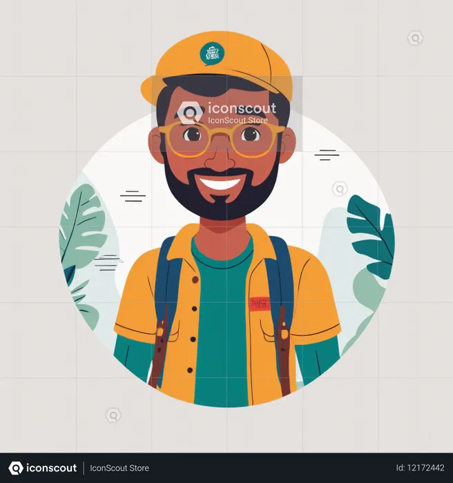 Smiling Man With A Backpack  AI Image