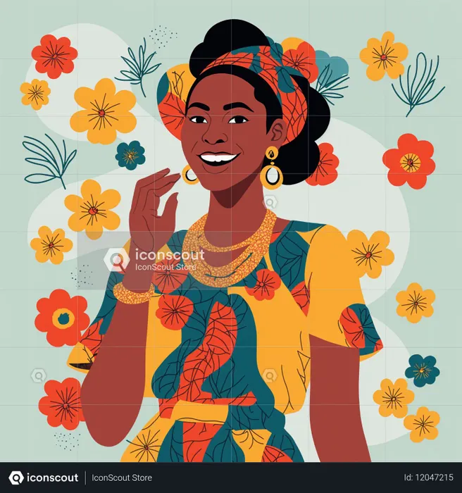 Smiling Woman In Colorful Attire  AI Image