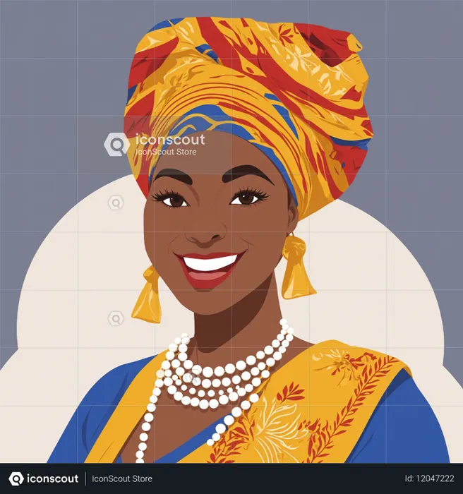 Smiling Woman In Traditional Attire  AI Image